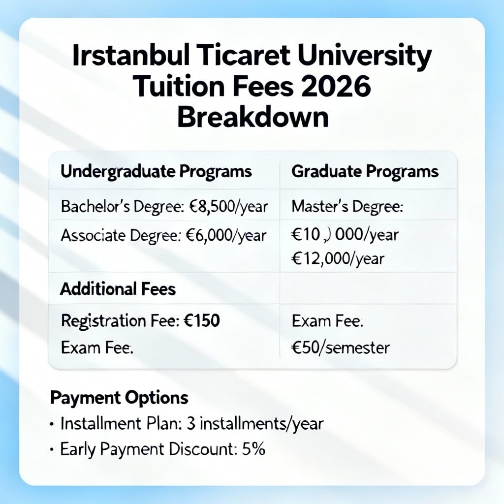 Istanbul Ticaret University Tuition Fees 2026 Breakdown